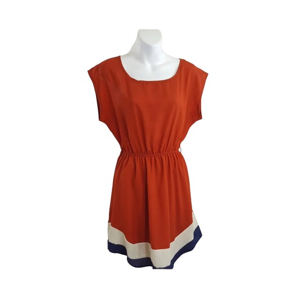 Mixxed 26 Dress Womens Medium Orange Blue Short Sleeve Work Office Sporty - Picture 4 of 14